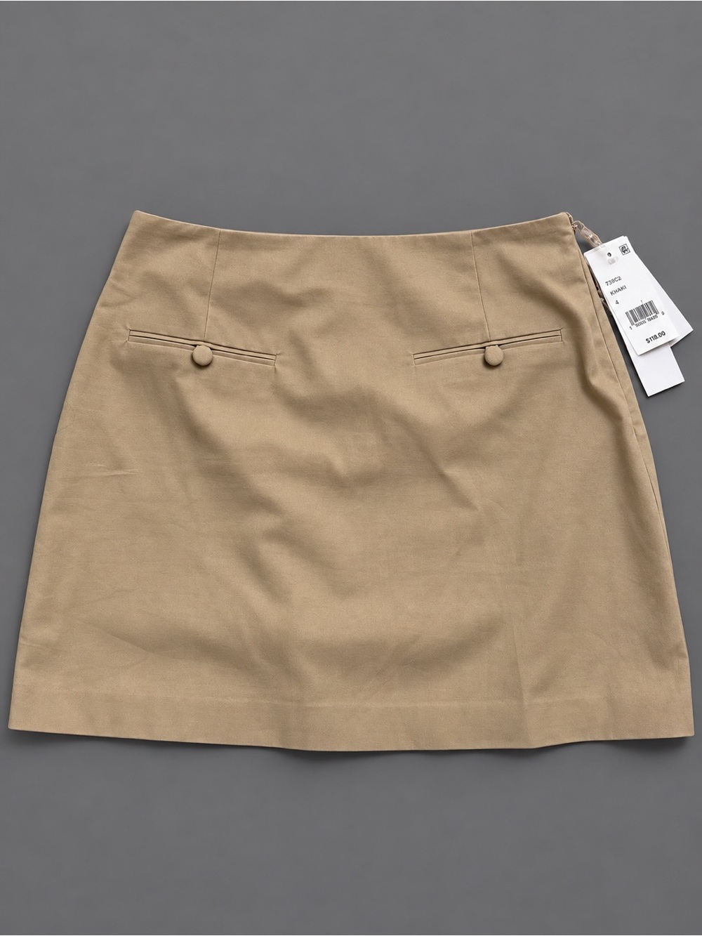 NWT - French Connection - Classic Beige Mini Skirt with Buttoned Pocket Detail